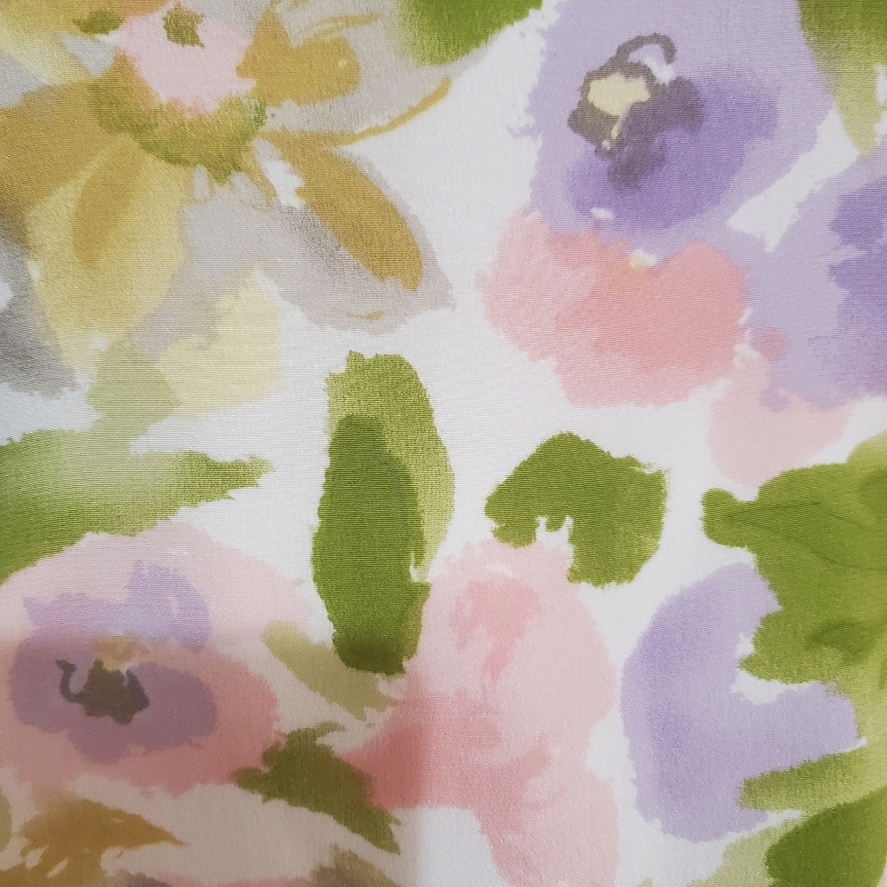 Maggy London Vtg 80s silk pastel floral watercolor square neck sheath dress 6 - Picture 9 of 12